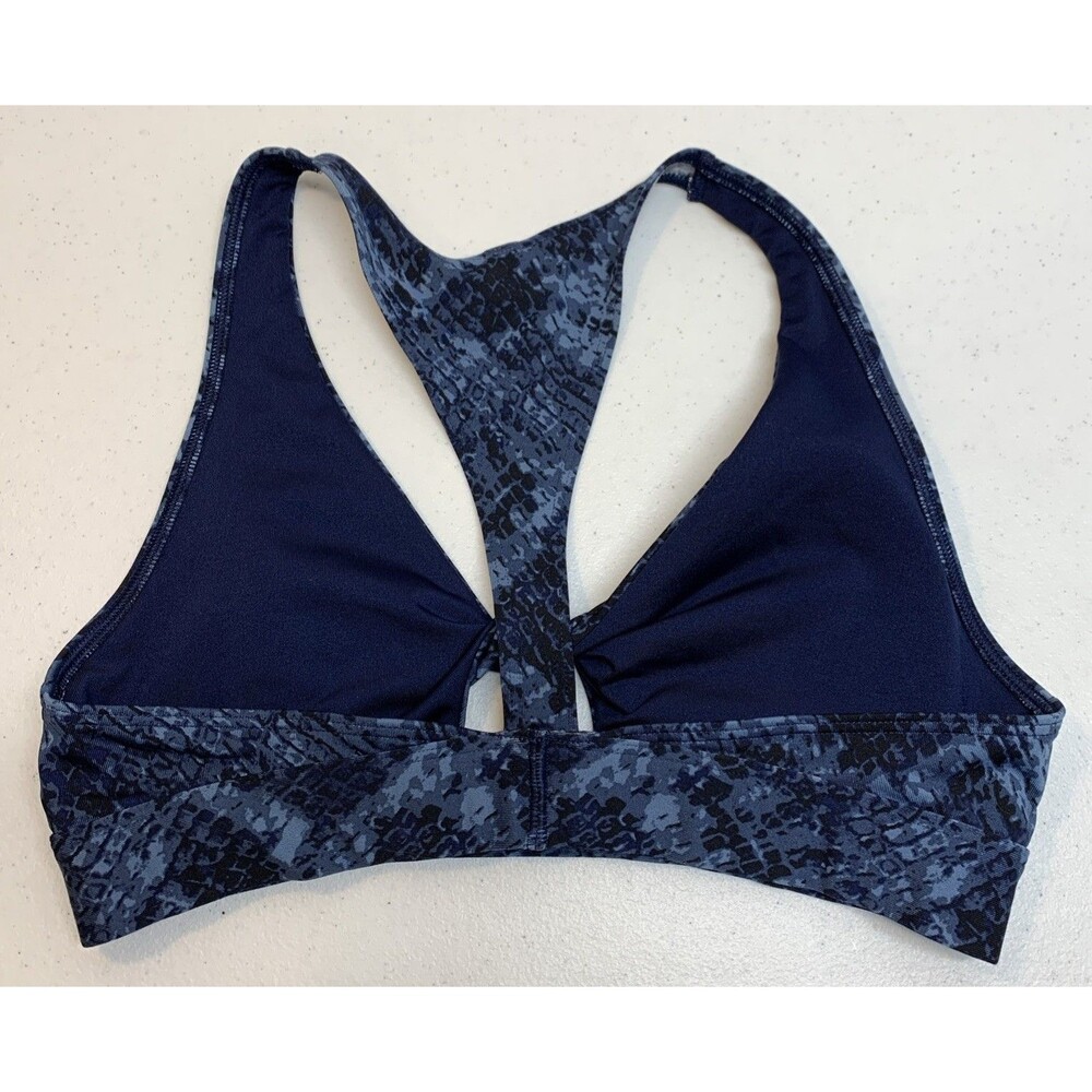 Victoria’s Secret PINK Ultimate Lightly Lined Twist Sports Bra Medium Blue Snake - Picture 2 of 7
